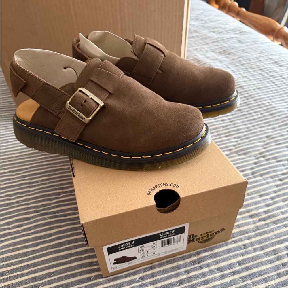 Dr. Martens Dark Brown Suede Mules Jorge II